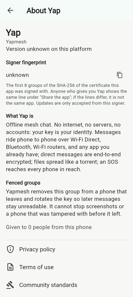 About: the signer fingerprint and what it means.