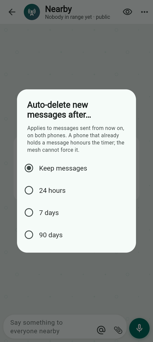 Auto-delete new messages after…