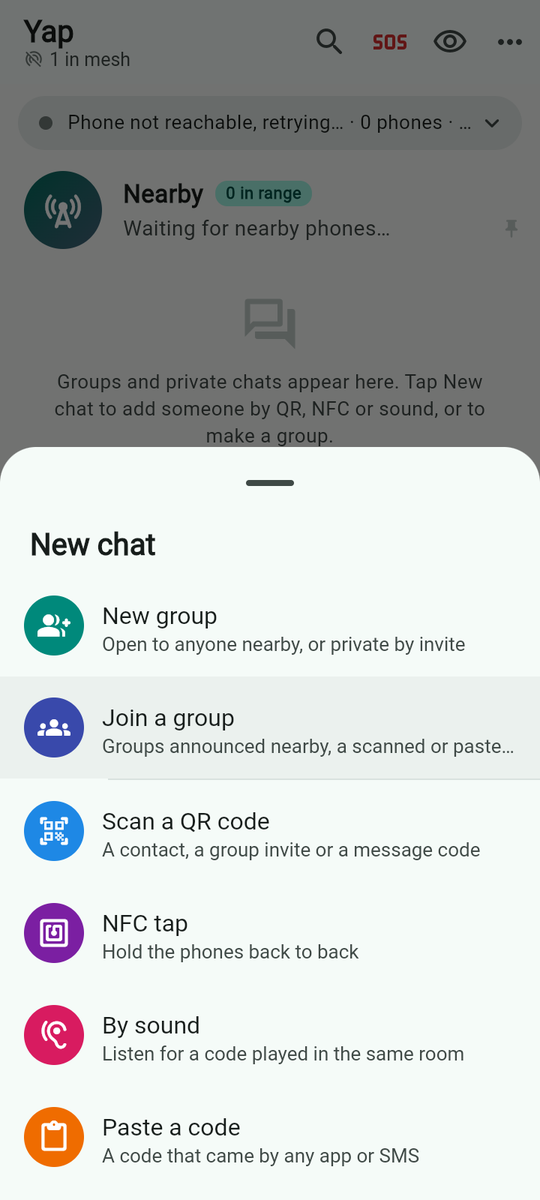The New chat sheet.